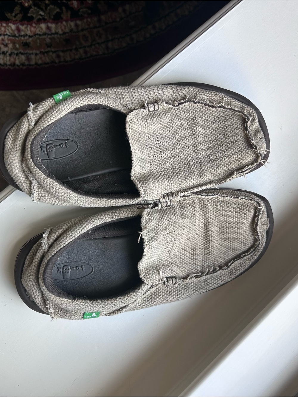 Sanuk Men's Beige Canvas Slip-On Loafers